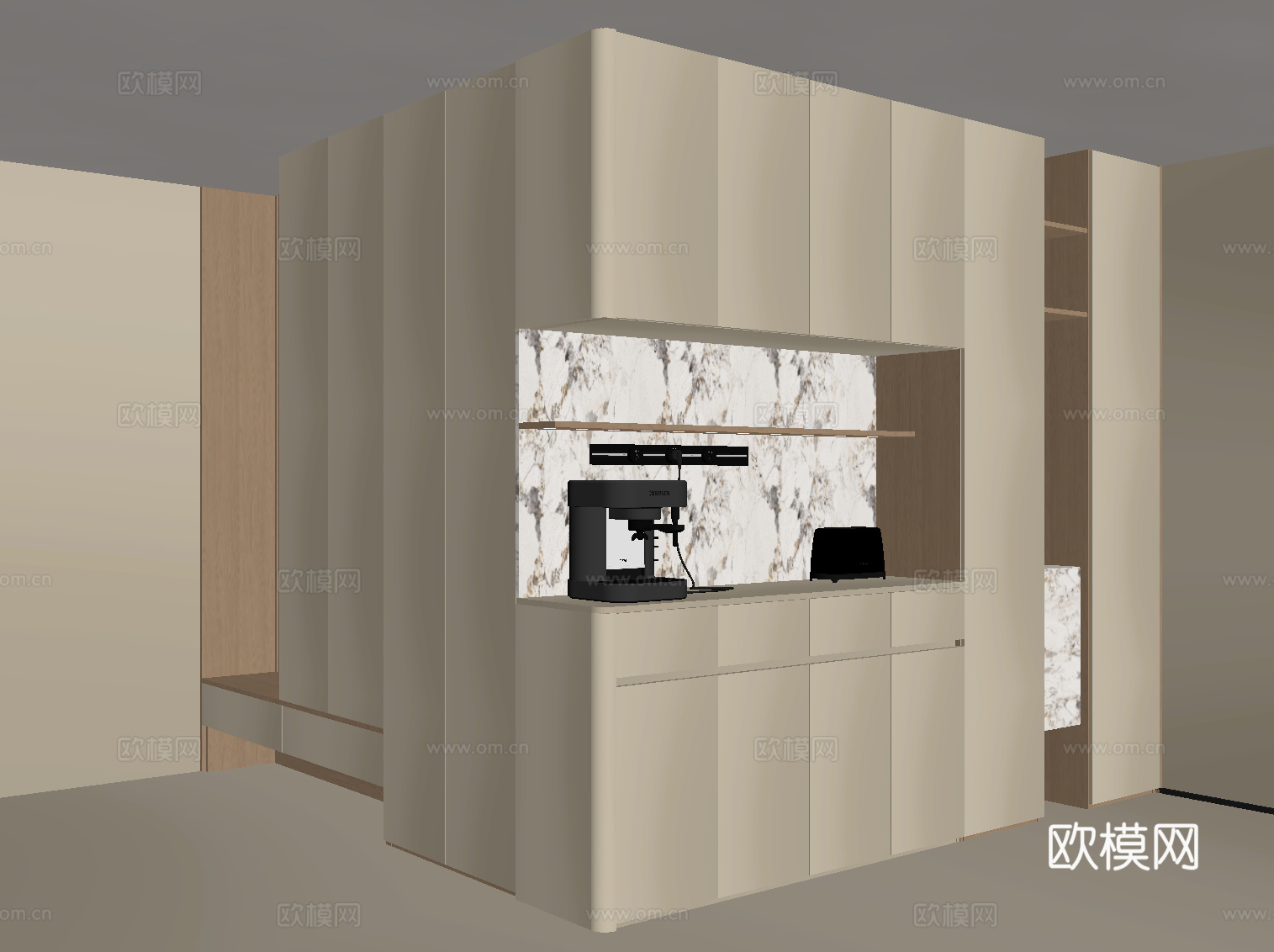 现代入户鞋柜 酒柜 转角柜su模型