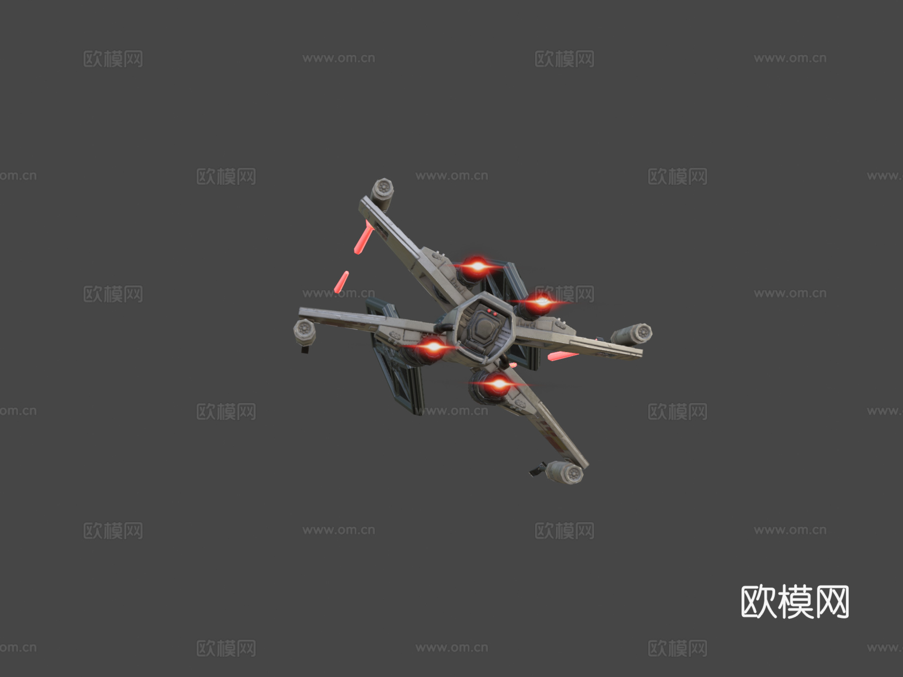 X翼战机vs钛战机3d模型下载（渲染图5）