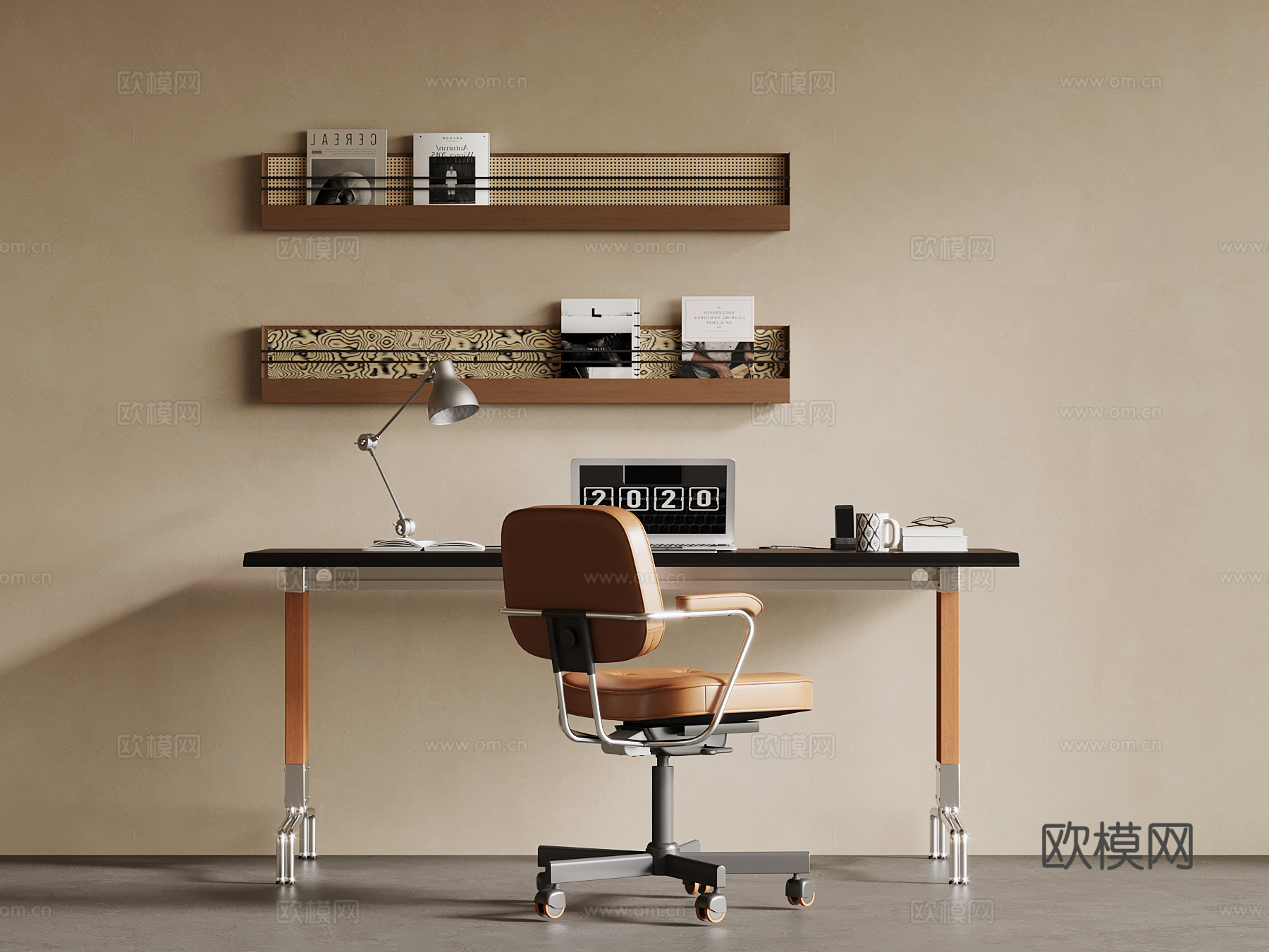 中古风书桌椅su模型