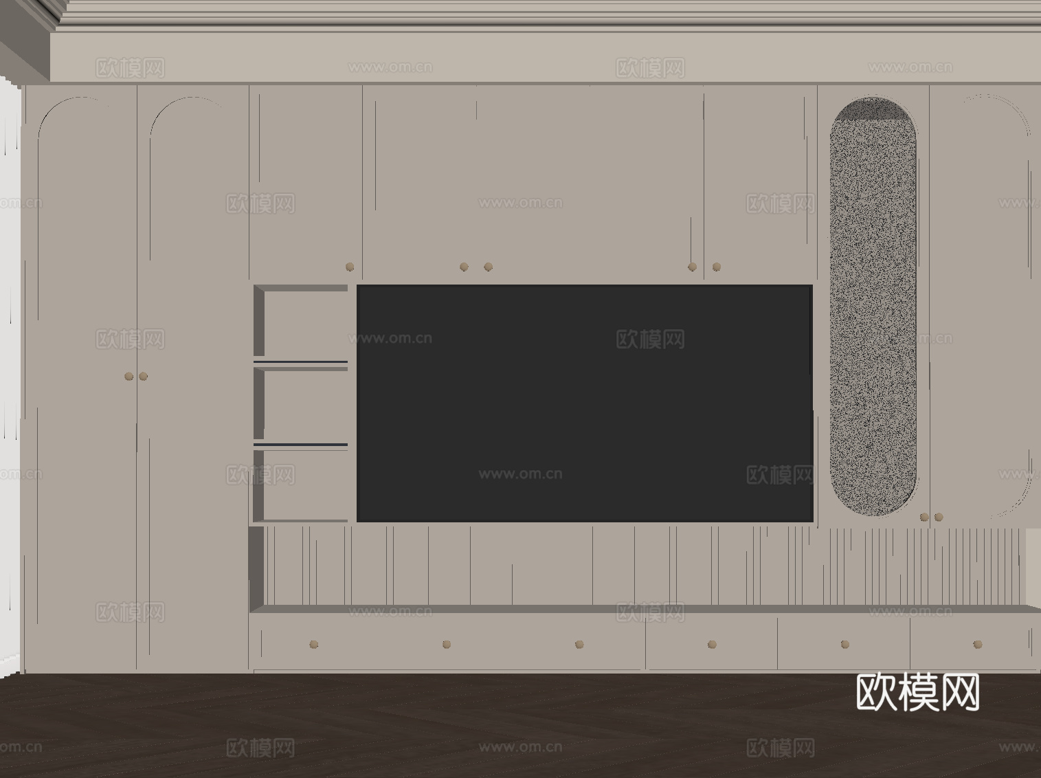 法式电视背景墙 电视柜su模型
