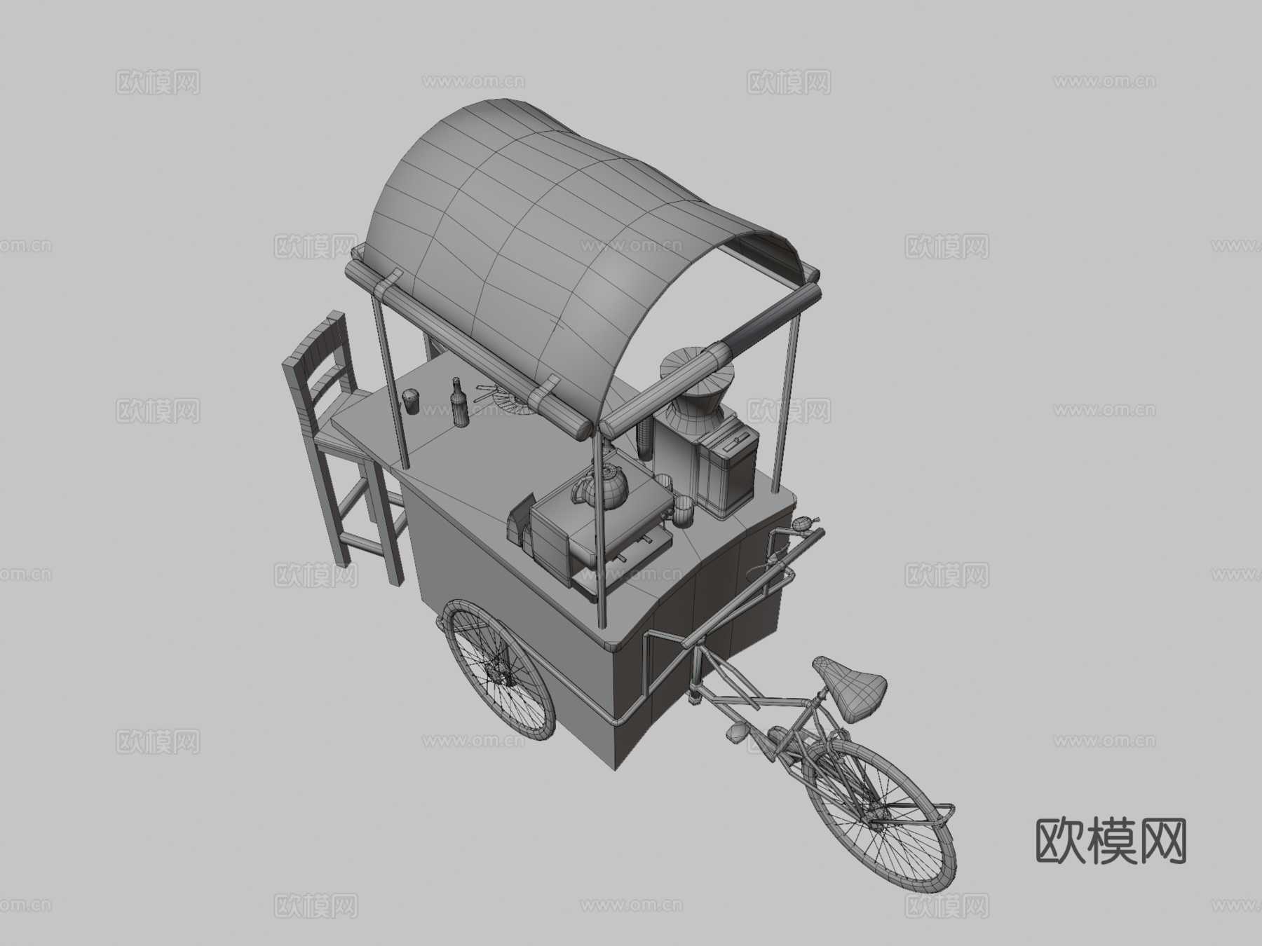 咖啡车3d模型下载（渲染图3）