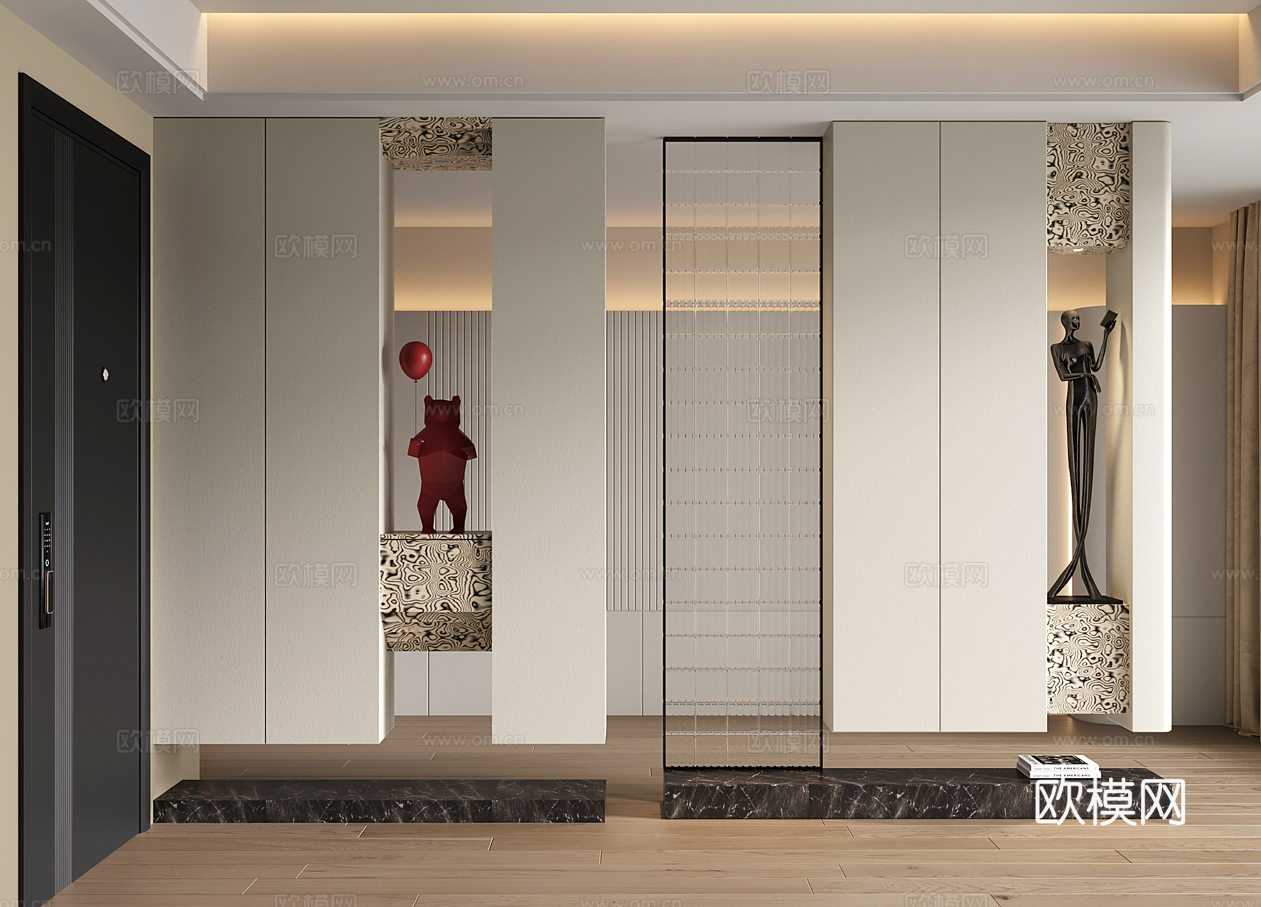 现代玄关柜 隔断柜 装饰柜 隔断鞋柜su模型