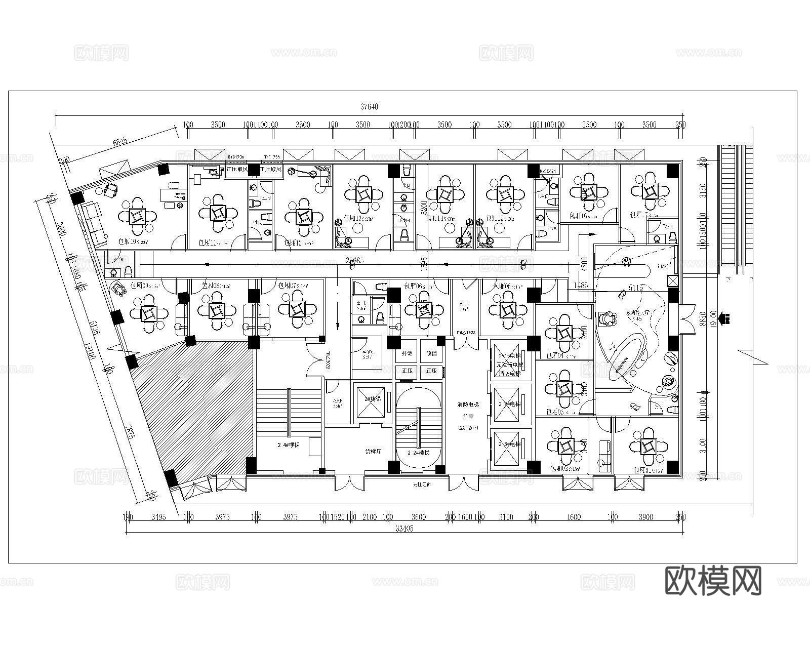 棋牌室CAD平面方案cad施工图