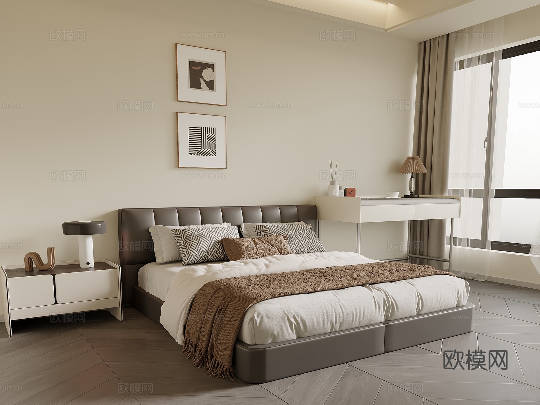 现代意式卧室su模型