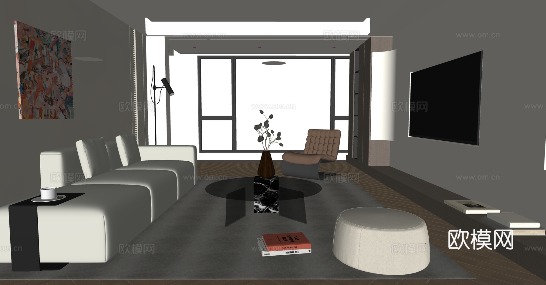 现代意式客厅su模型