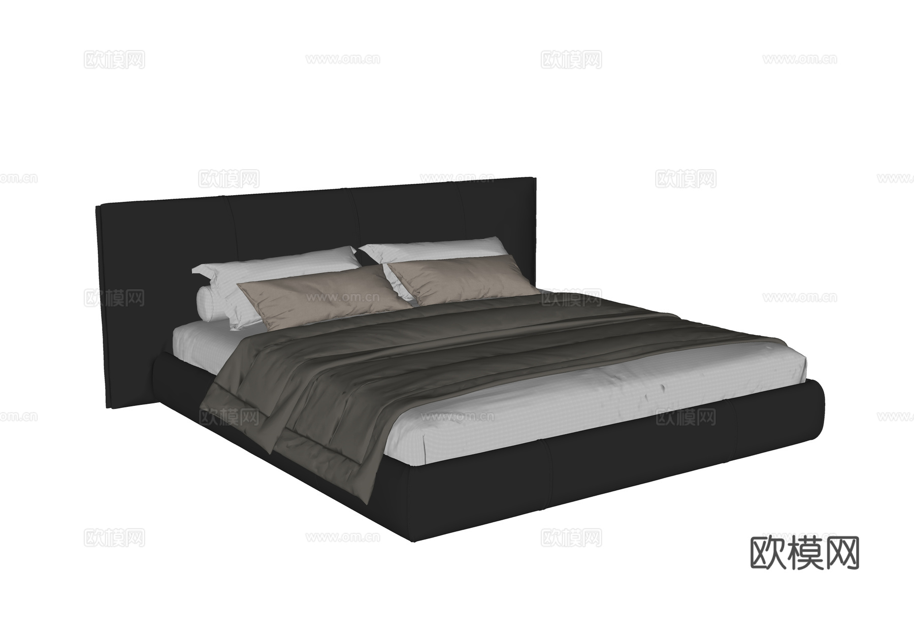 现代双人床su模型