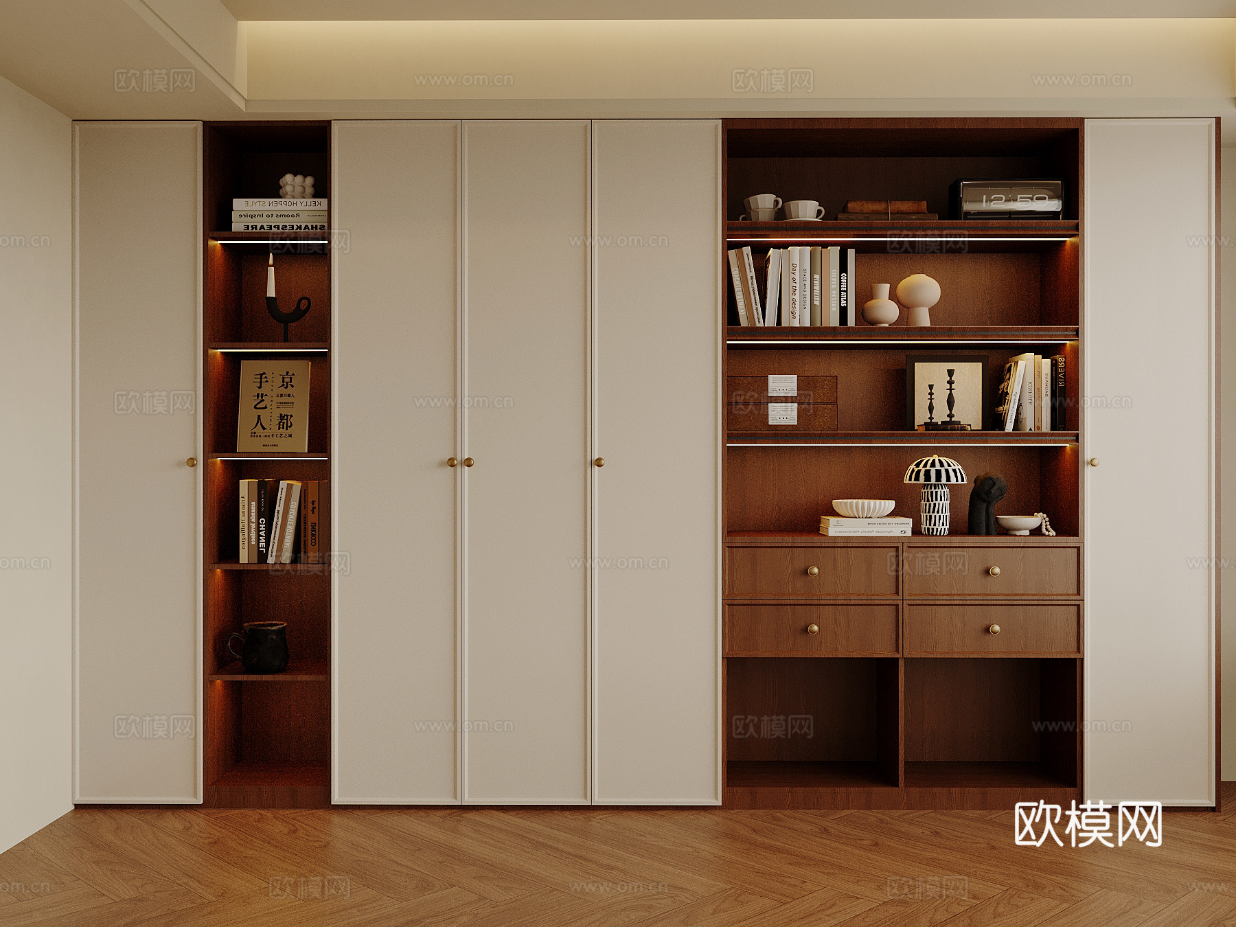 中古风书柜su模型