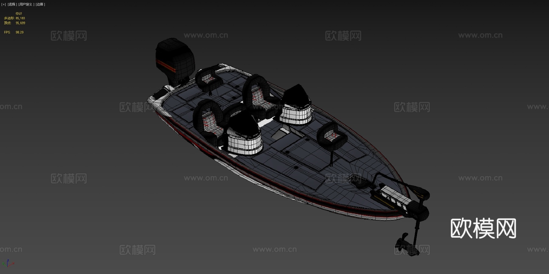 低音船3d模型下载（渲染图4）