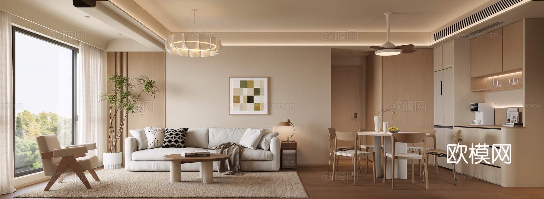 原木风客餐厅su模型