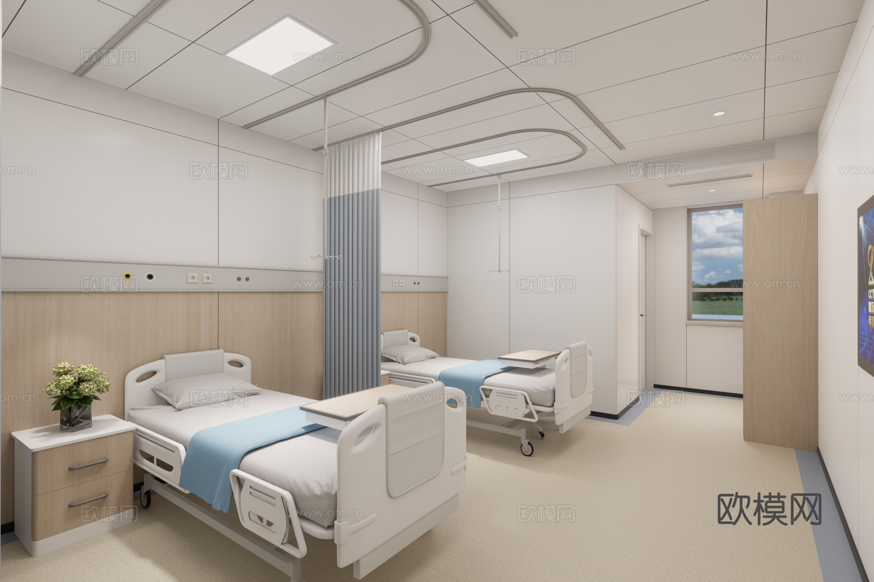 现代医院病房su模型