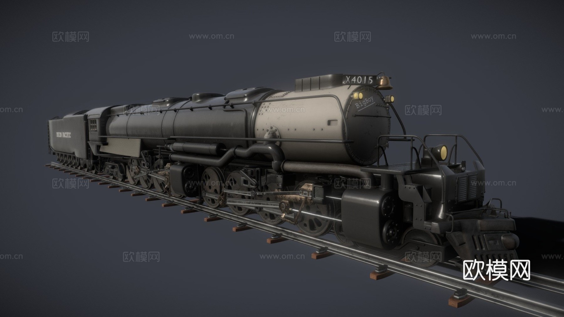 蒸汽机车'联合太平洋大男孩'3d模型下载（渲染图1）