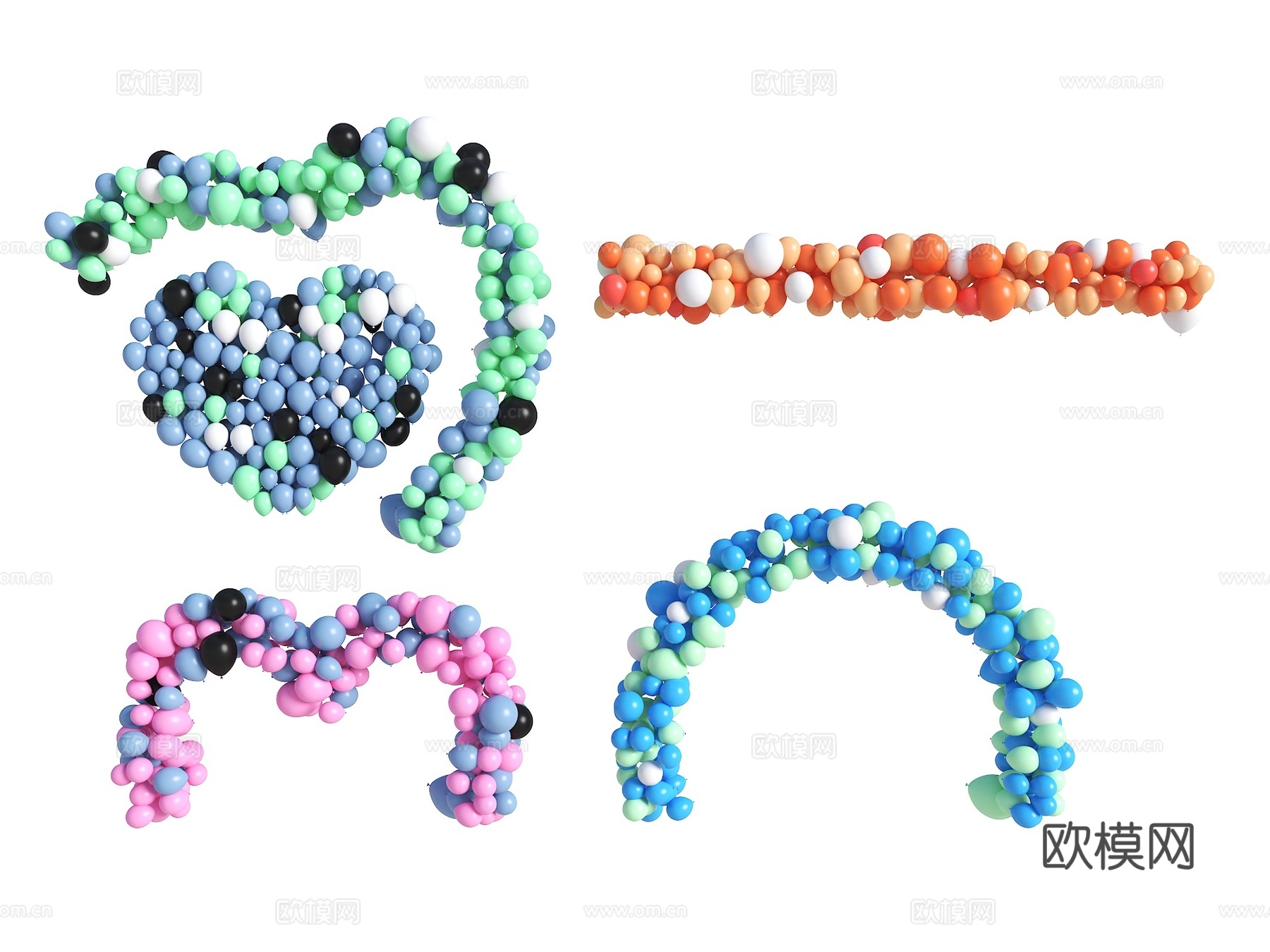 气球 心形气球 爱心气球 气球装饰 美陈气球 现代气球su模型