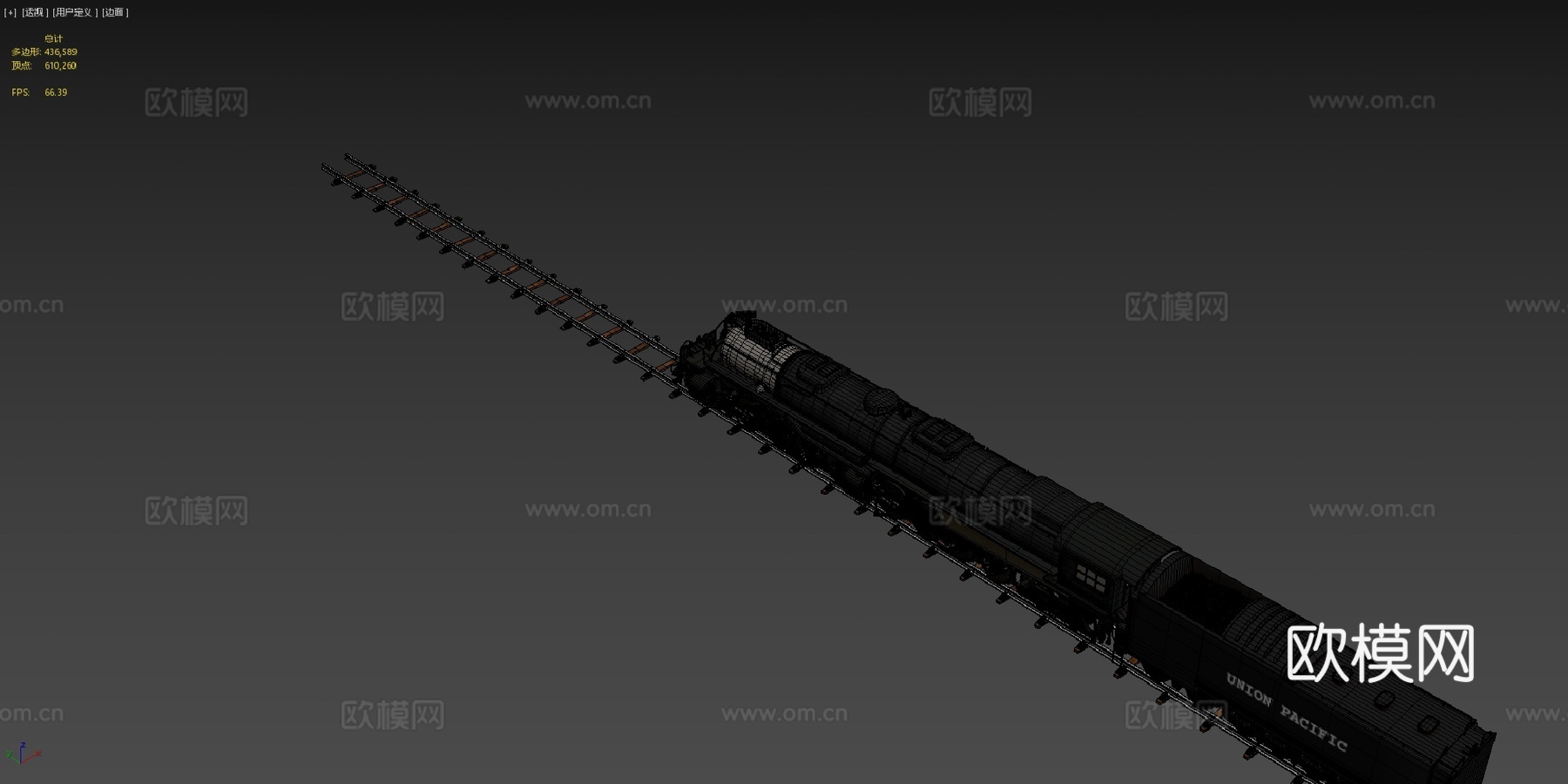 蒸汽机车'联合太平洋大男孩'3d模型下载（渲染图4）