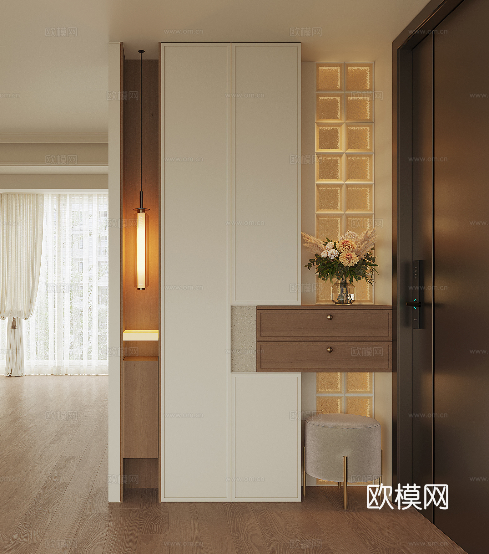 现代入户鞋柜su模型