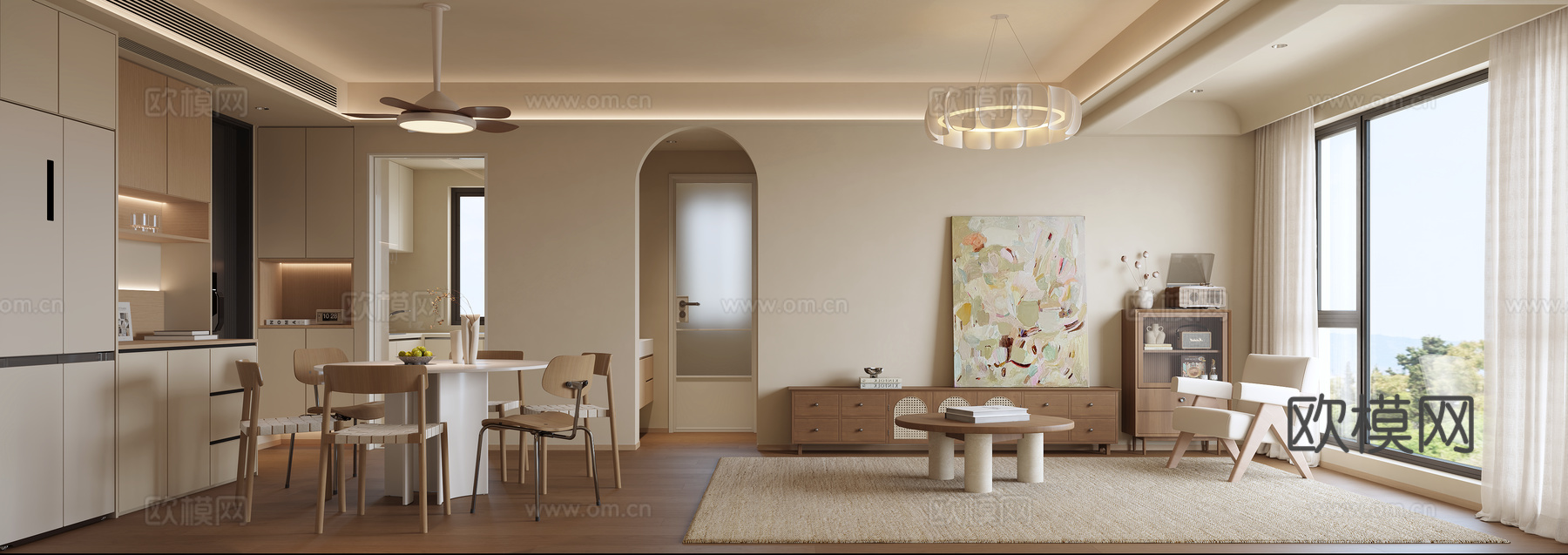 原木风客餐厅su模型