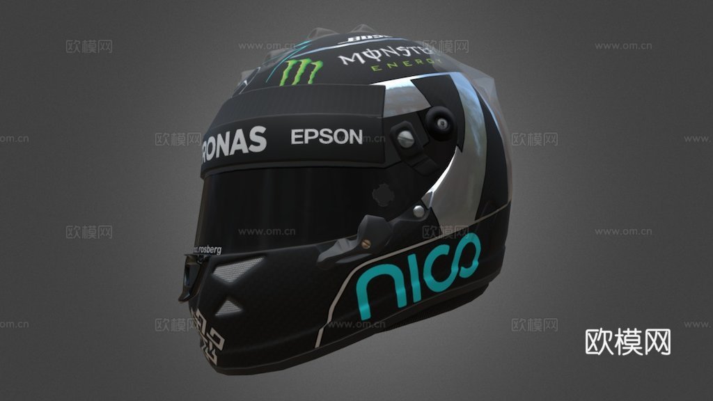 尼科·罗斯伯格 F1 头盔3d模型下载（渲染图1）