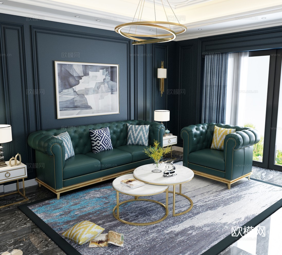 电商家具后现代沙发灯具茶几灯具边几台灯饰品3d模型下载（渲染图2）