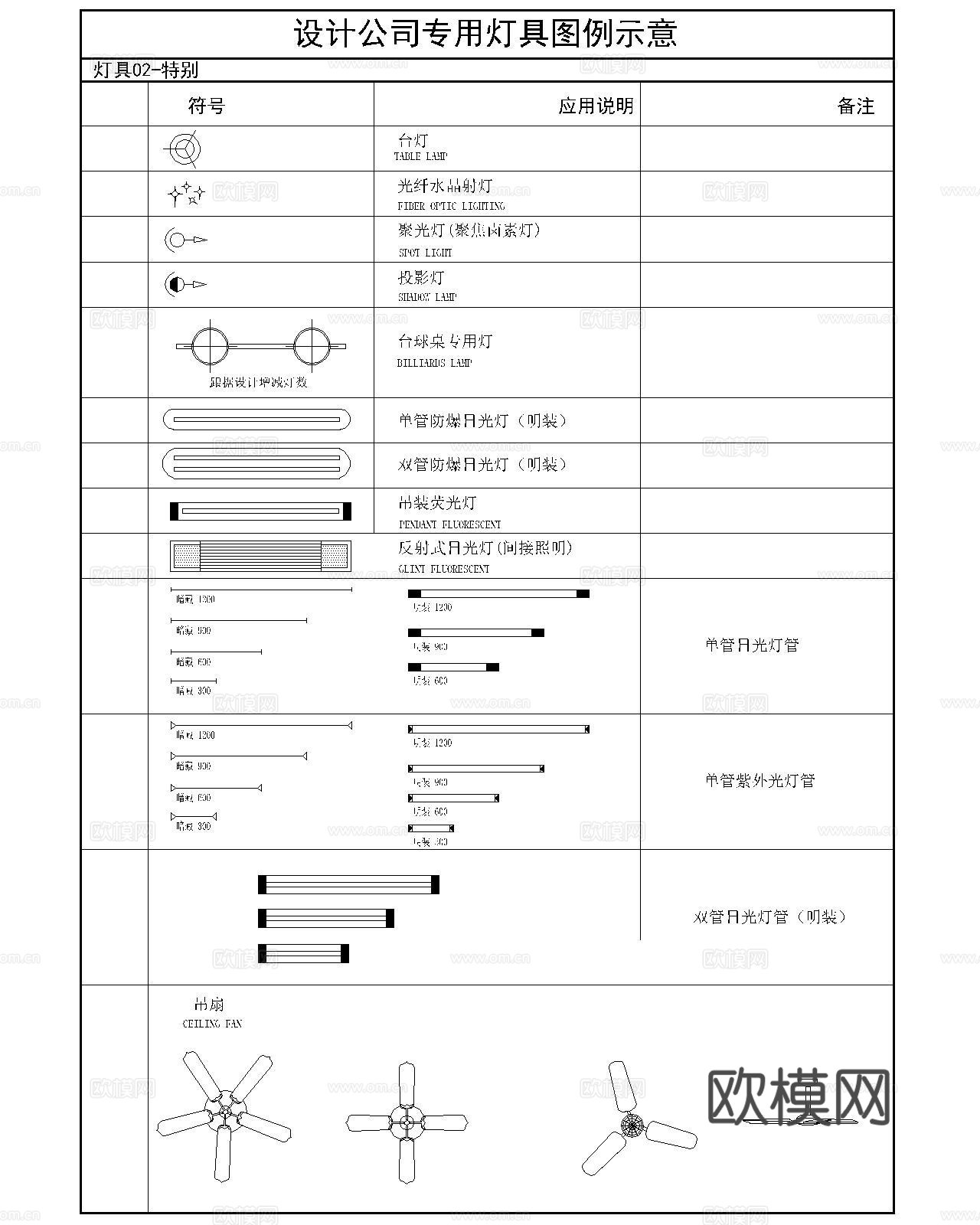 灯具图例CADcad施工图