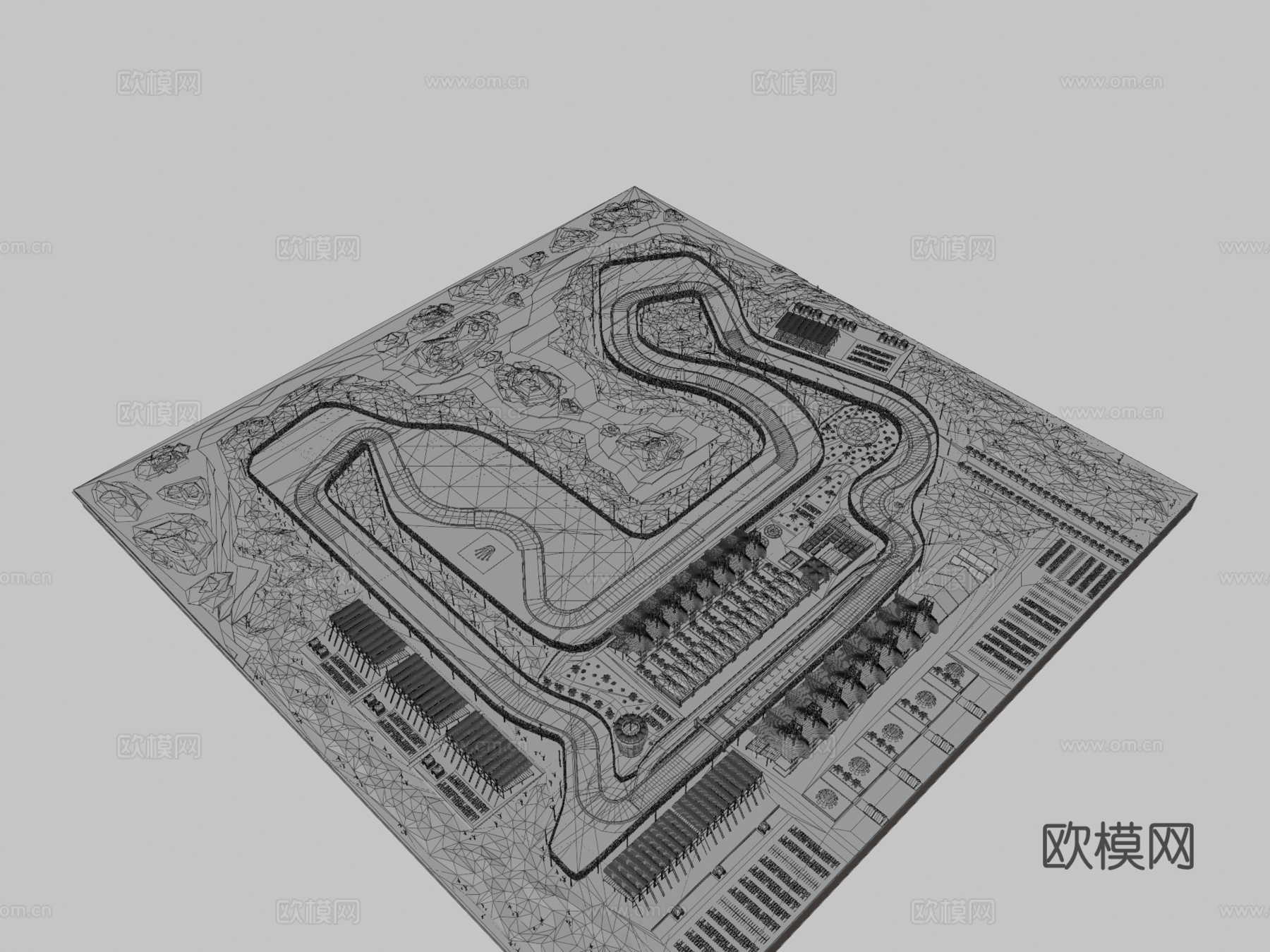F1巴林低多边形赛道3d模型下载（渲染图3）