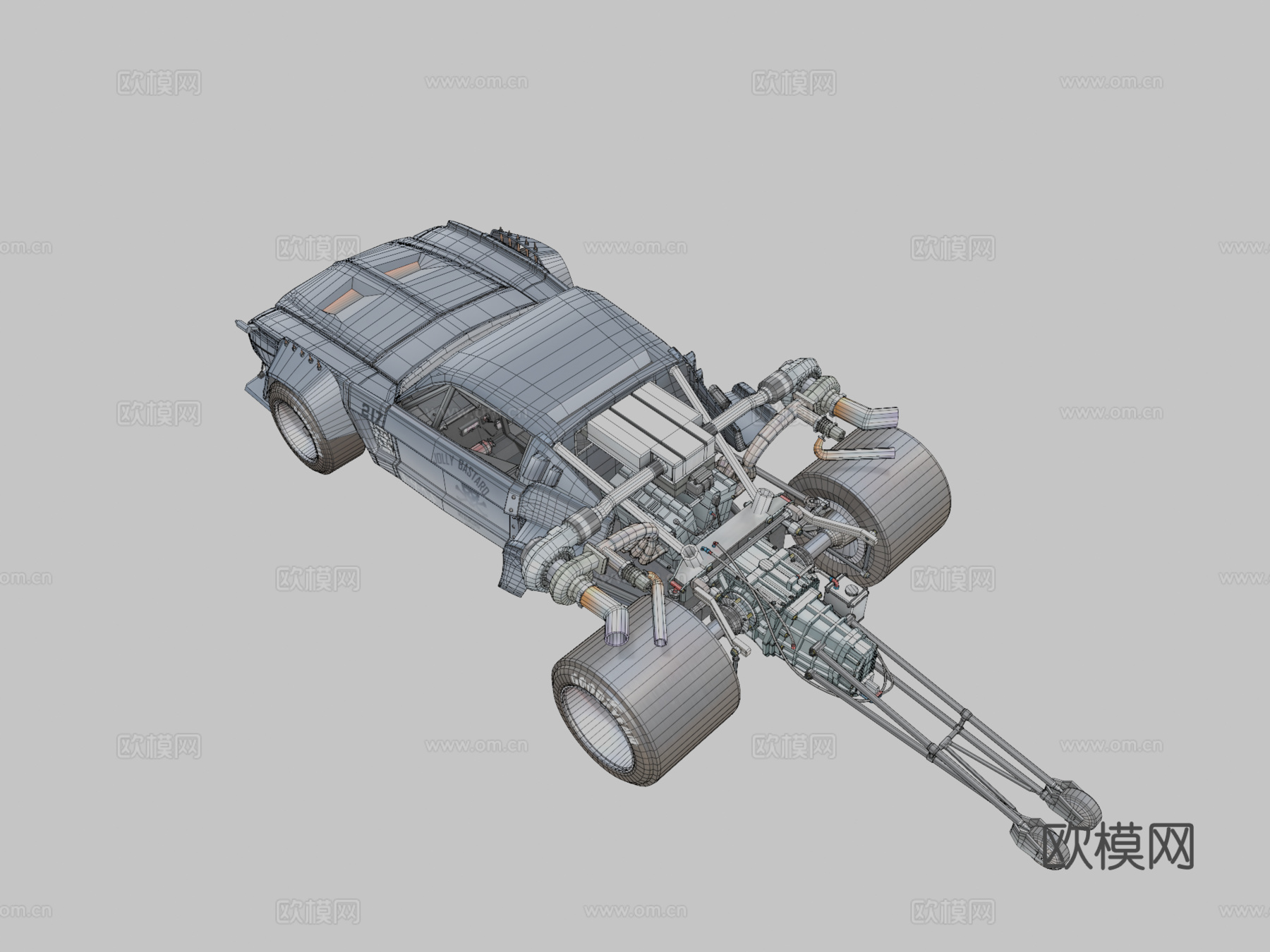 小丑的汽车3d模型下载（渲染图2）