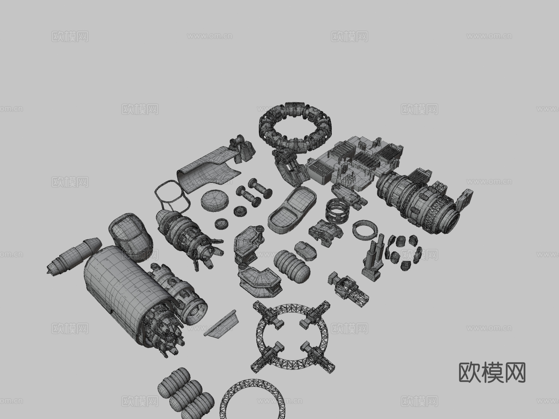 太空船部件资产包3d模型下载（渲染图3）