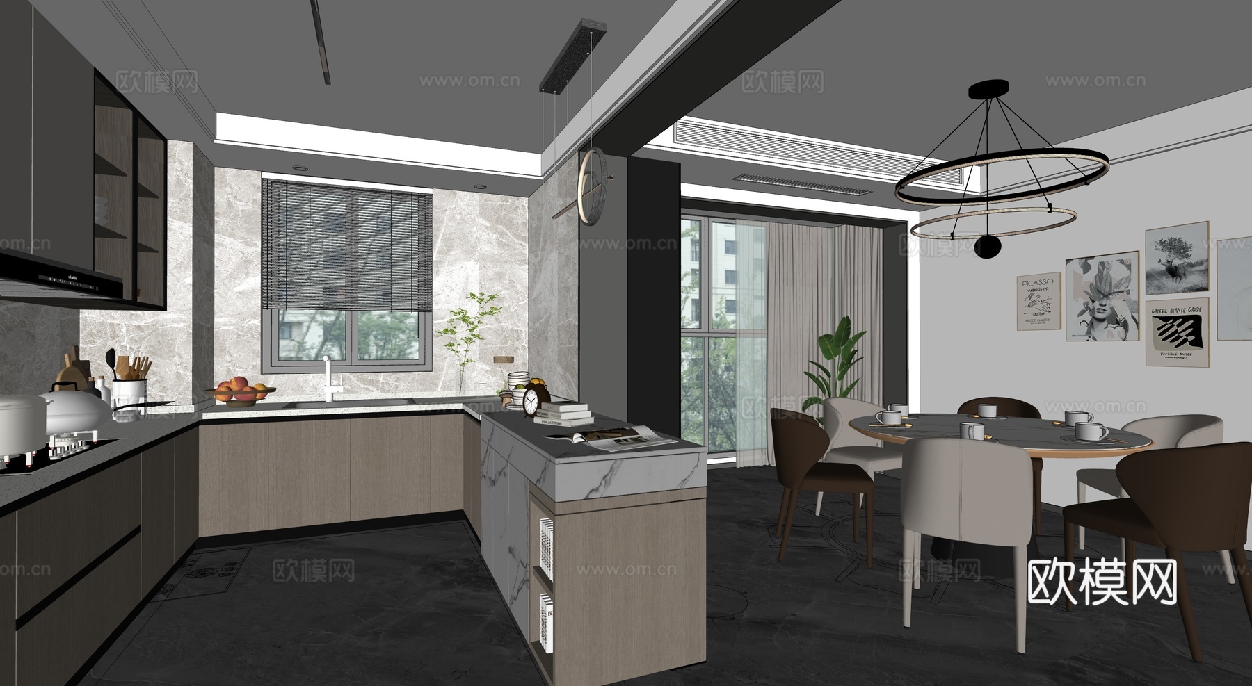 现代餐厅su模型