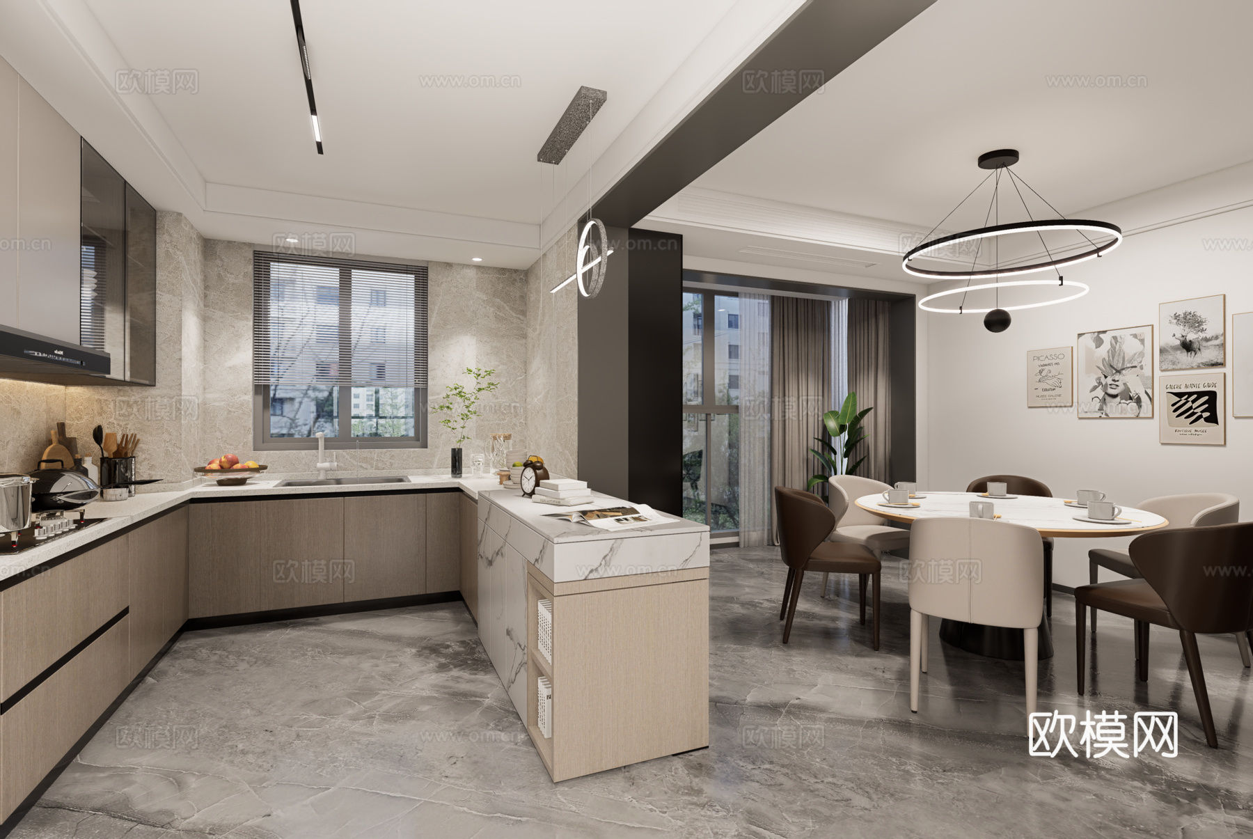 现代餐厅su模型