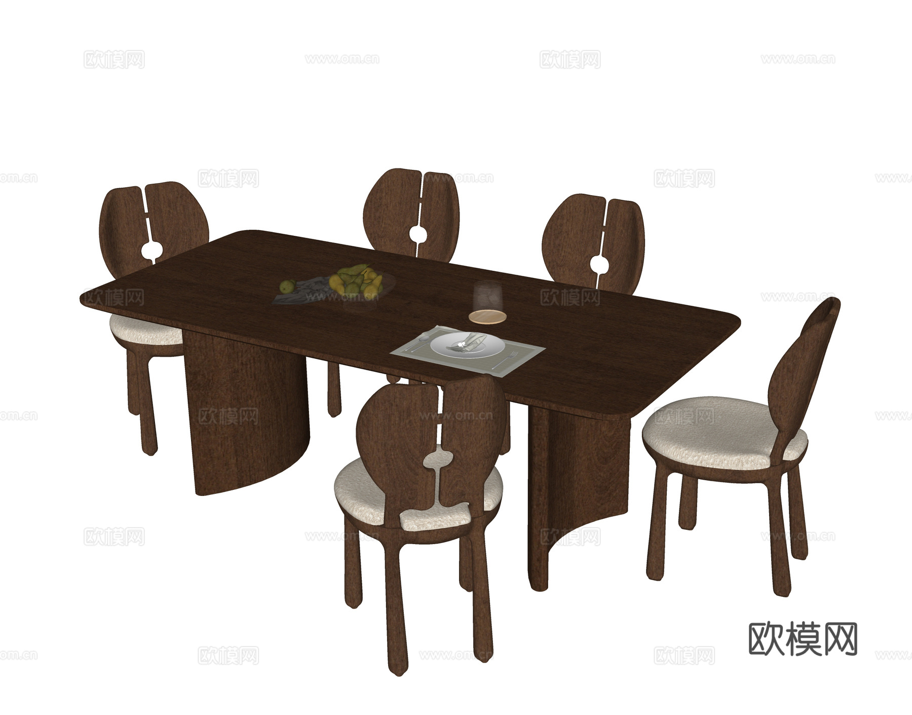 现代餐桌椅 餐椅su模型