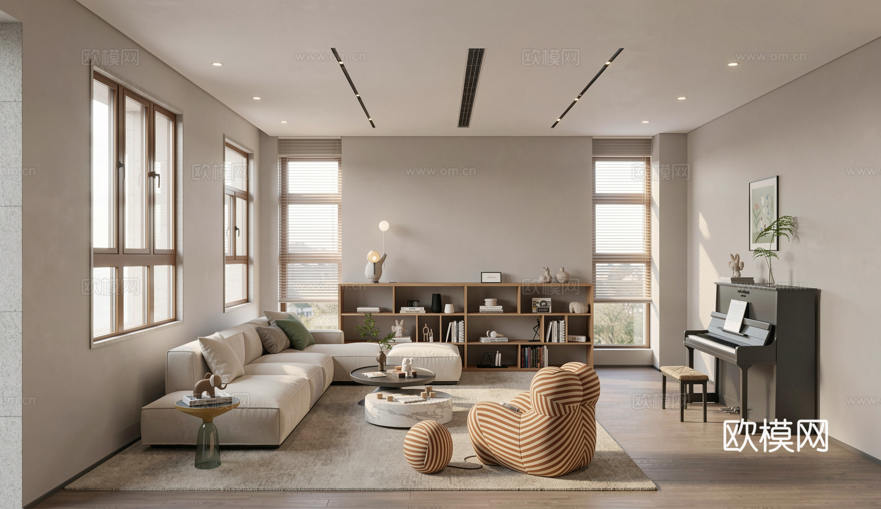 现代休闲客厅娱乐室su模型