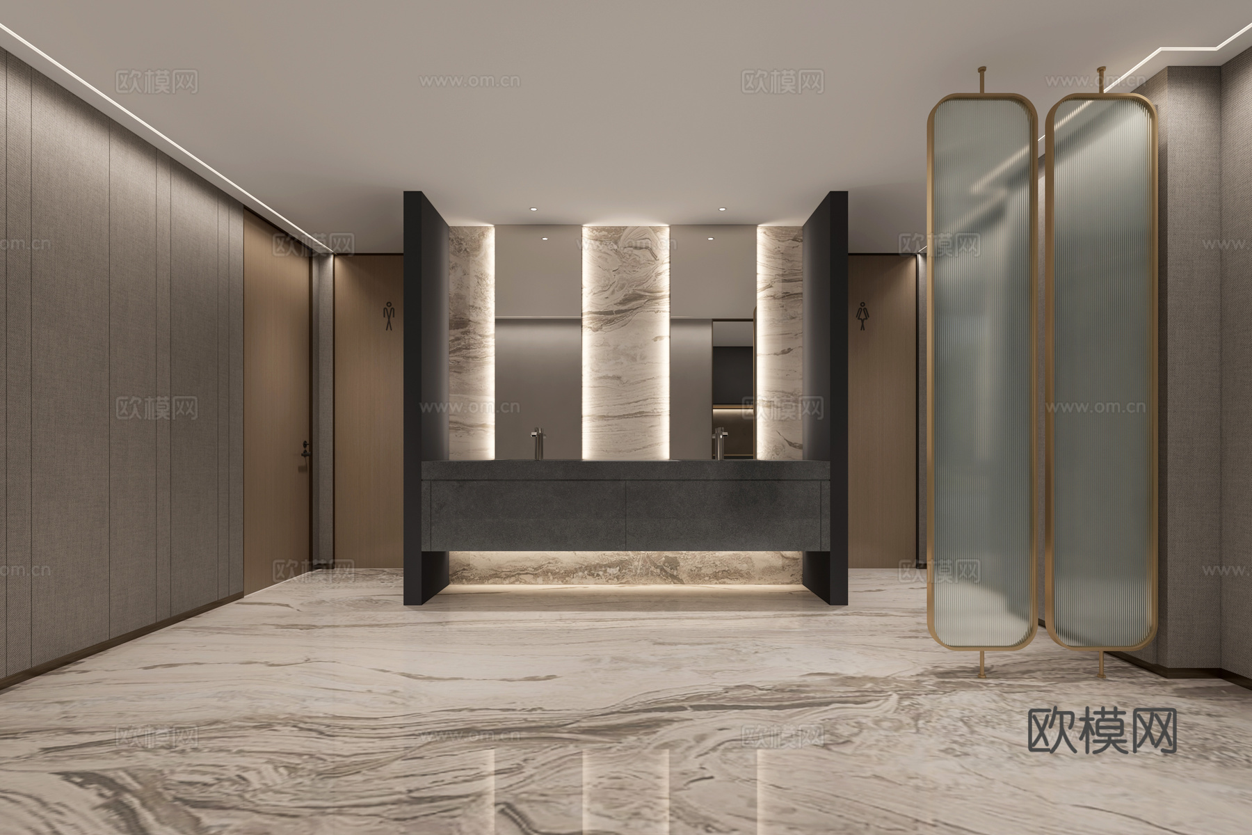 现代公共卫生间 现代盥洗间3d模型