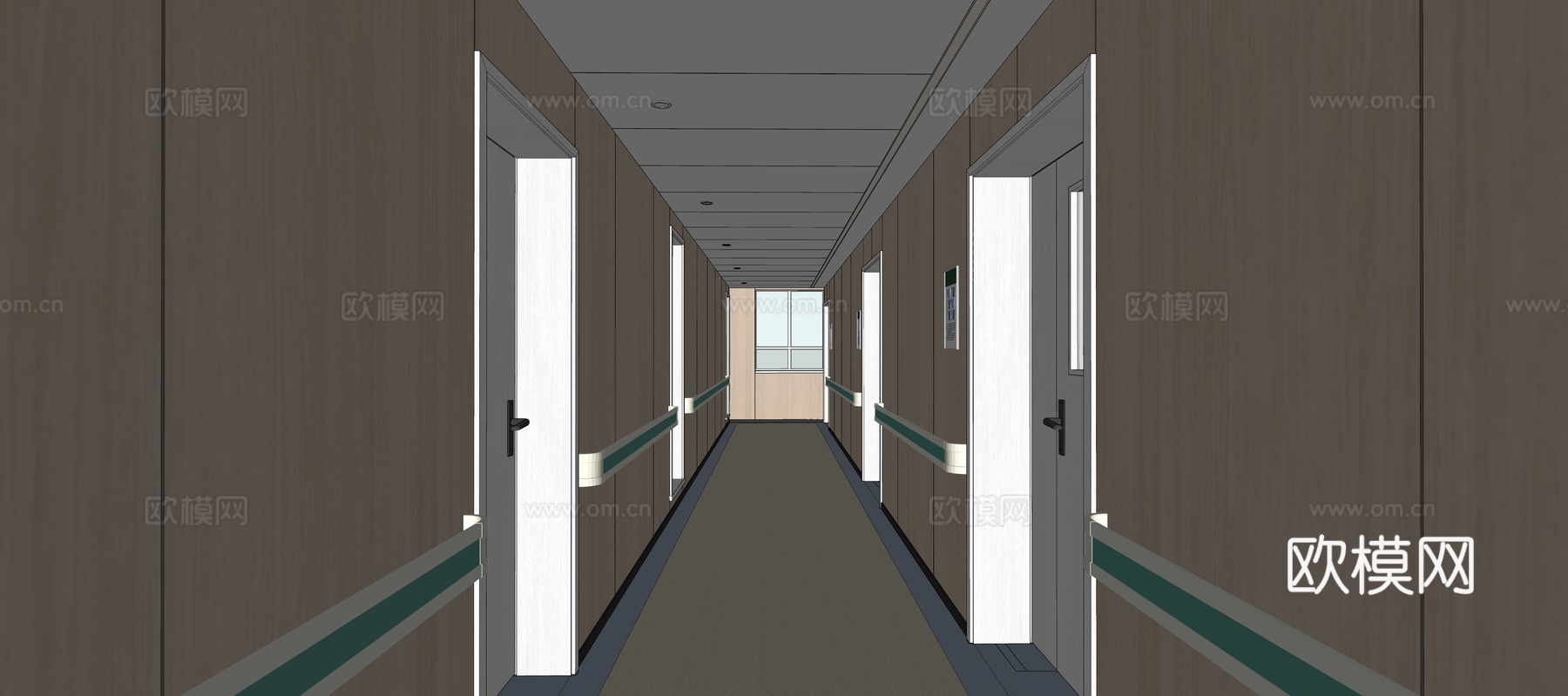 现代医院走廊su模型