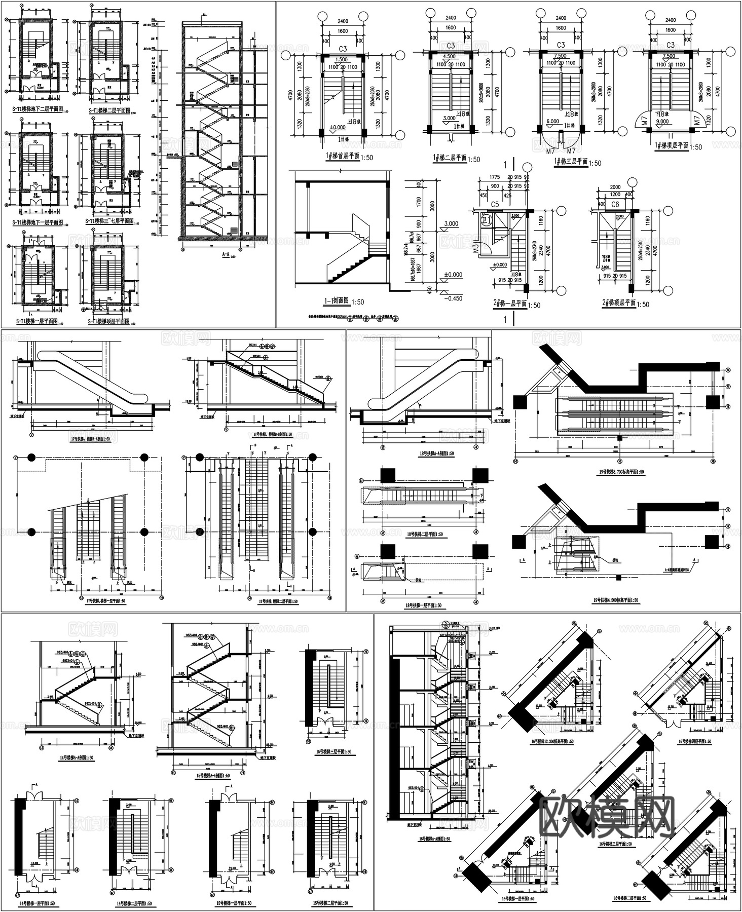 楼梯大样图钢结构楼梯详图圆弧楼梯详图CAD素材图库cad施工图