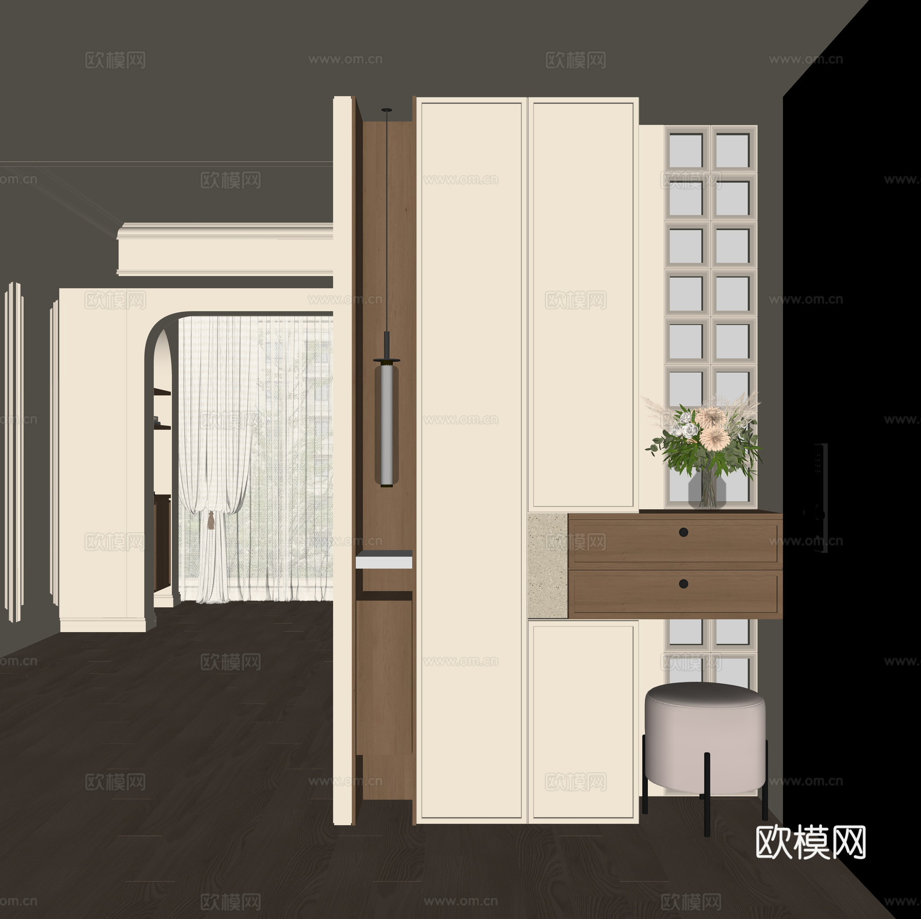 现代入户鞋柜su模型