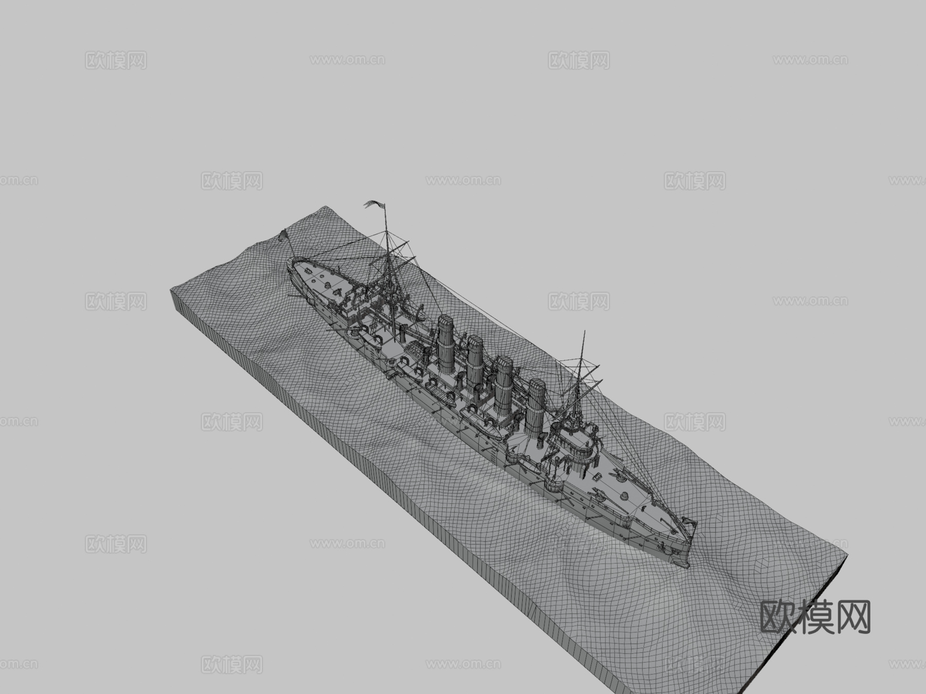 瓦良格巡洋舰战舰3d模型下载（渲染图3）