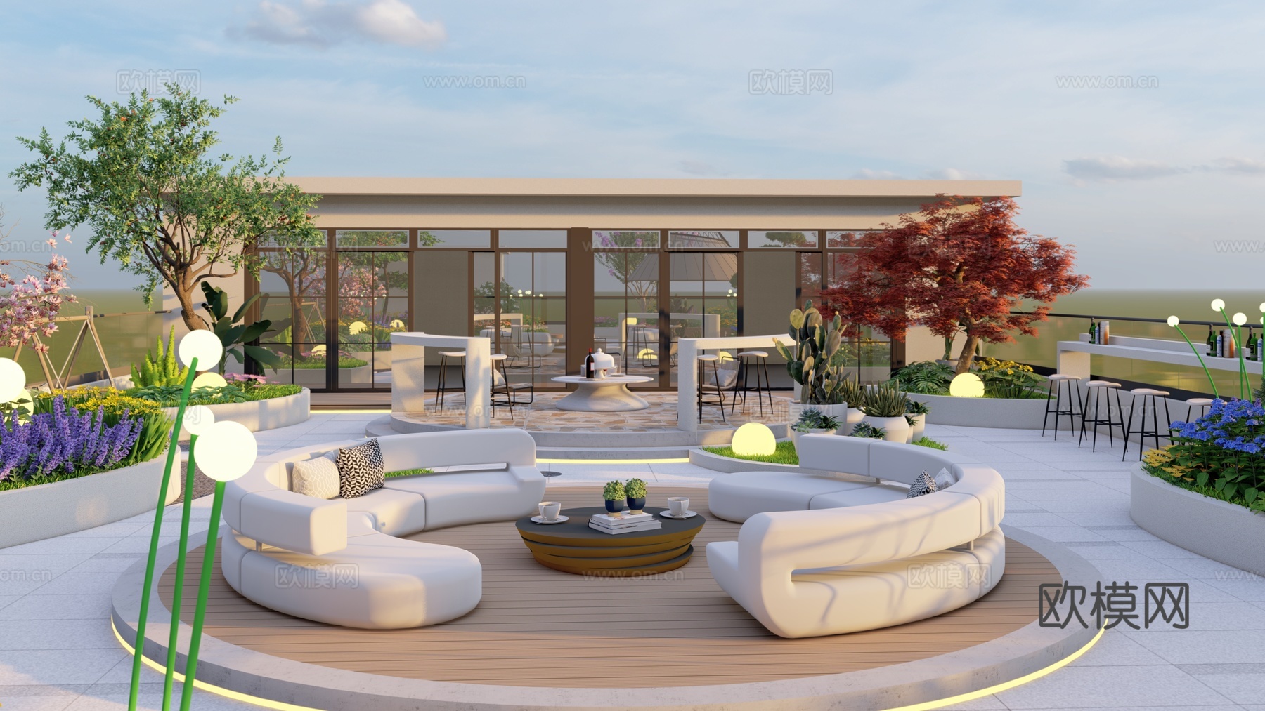 现代屋顶花园su模型