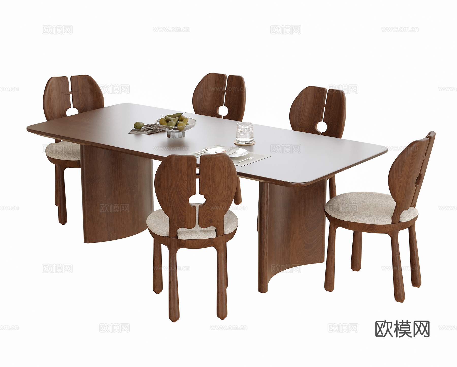 现代餐桌椅 餐椅su模型