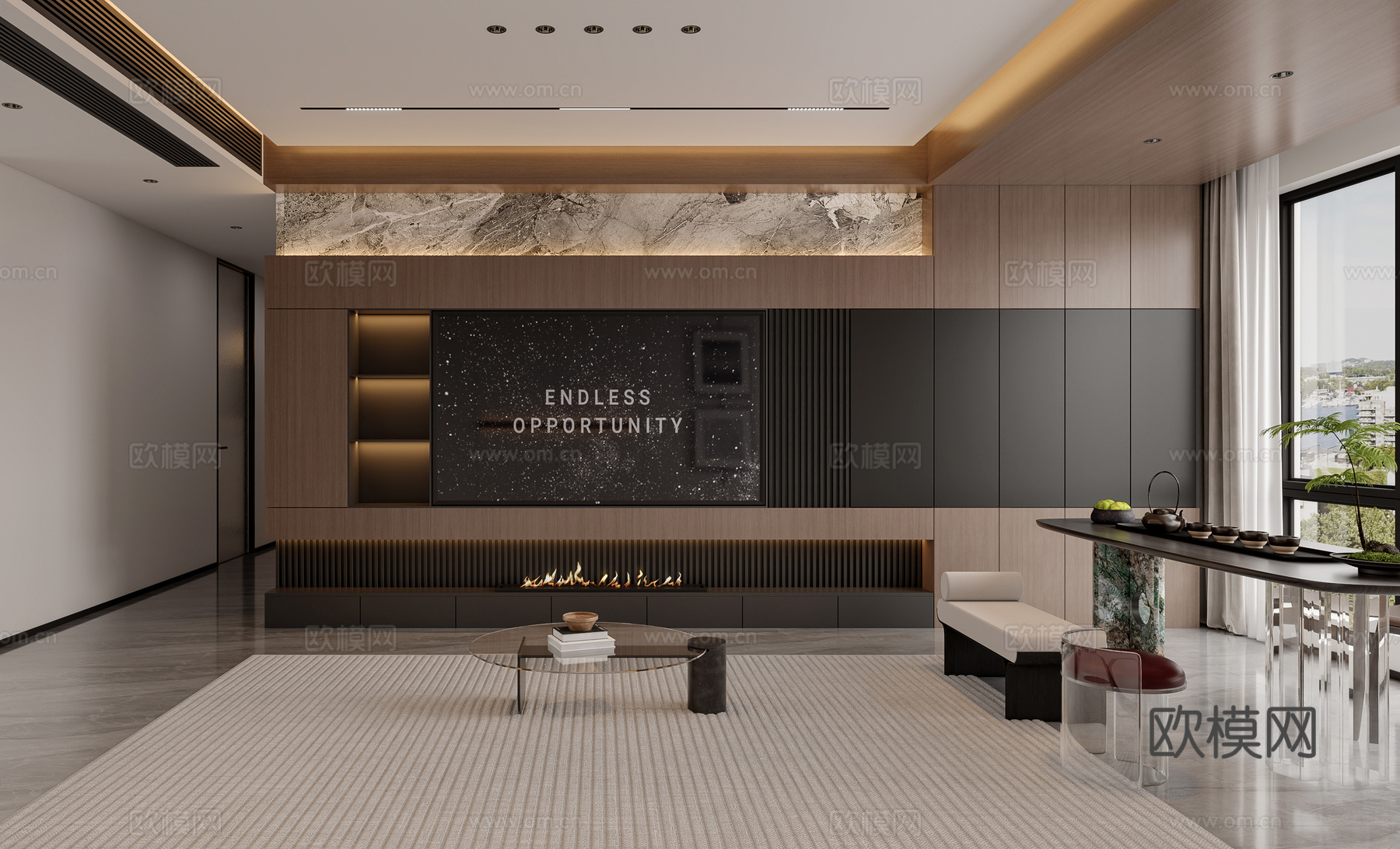 意式轻奢客厅3d模型