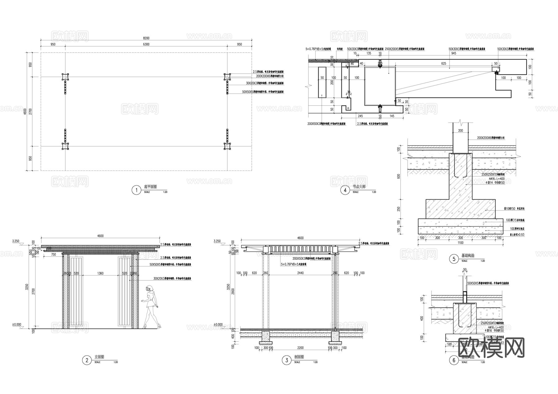 景观亭cad施工图