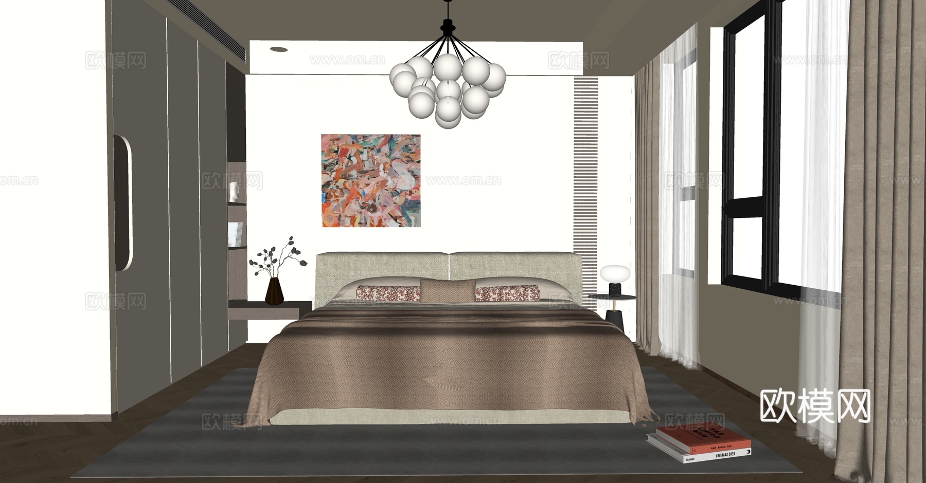 中古风卧室su模型