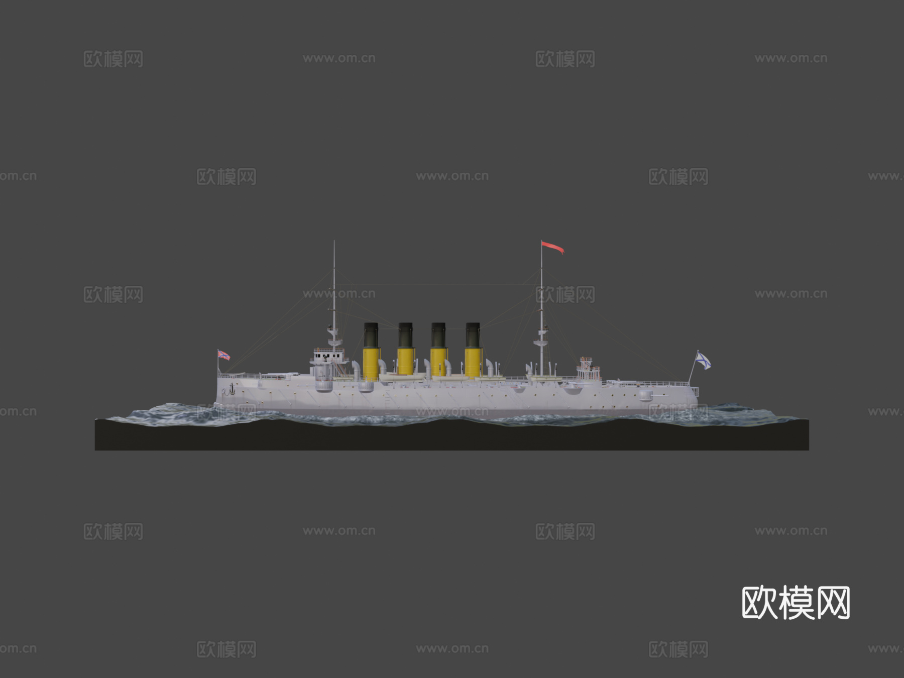 瓦良格巡洋舰战舰3d模型下载（渲染图5）