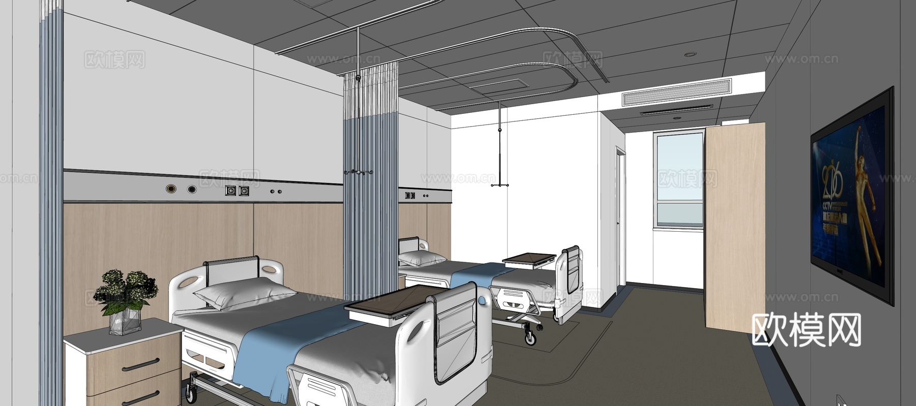 现代医院病房su模型