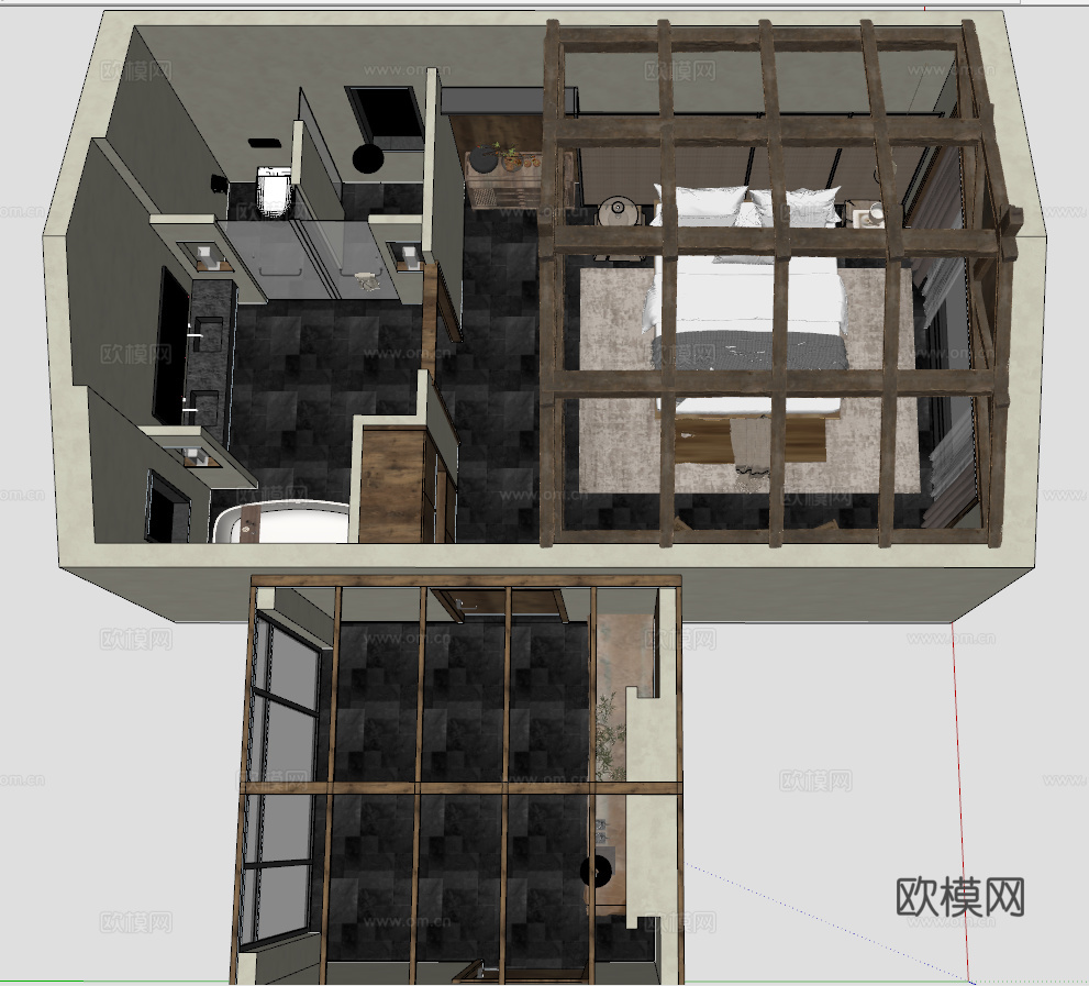 侘寂民宿su模型