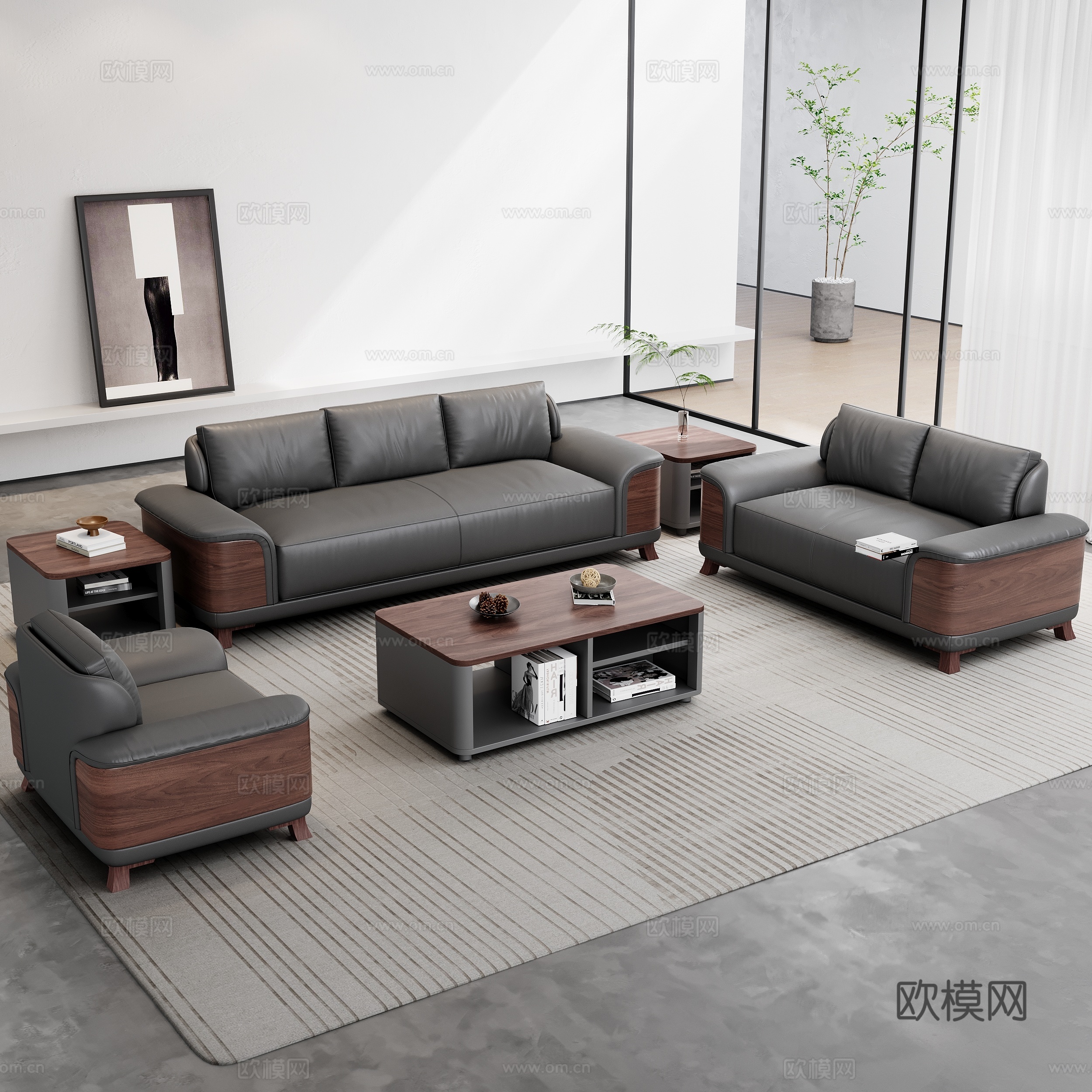 现代办公室 办公休闲区 办公沙发组合 接待区沙发 休息区沙发3d模型