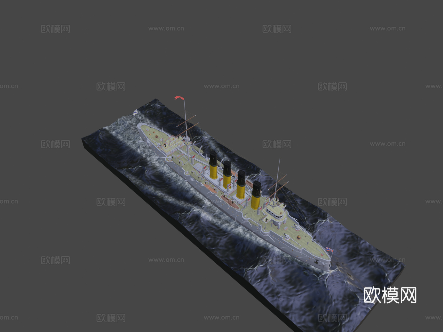 瓦良格巡洋舰战舰3d模型下载（渲染图7）