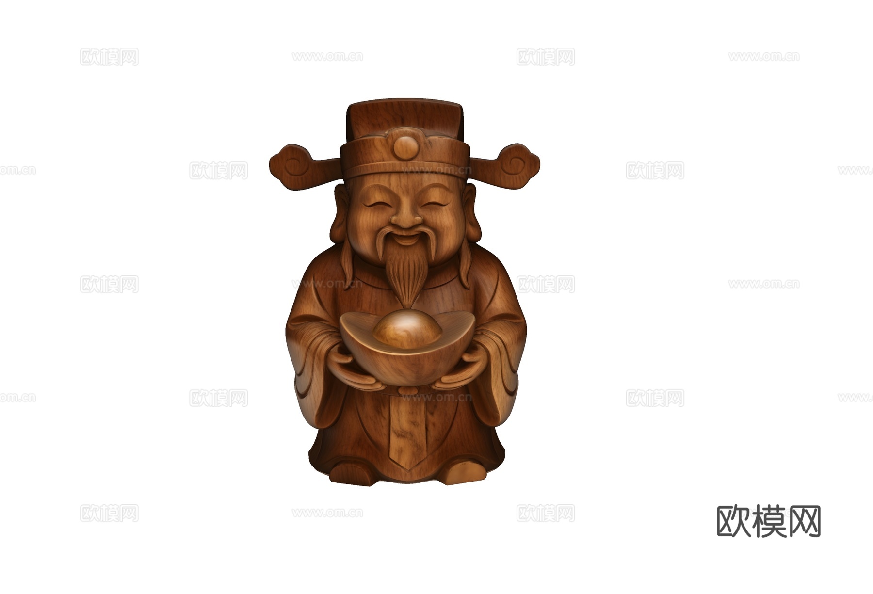 财神木雕招财摆件su模型