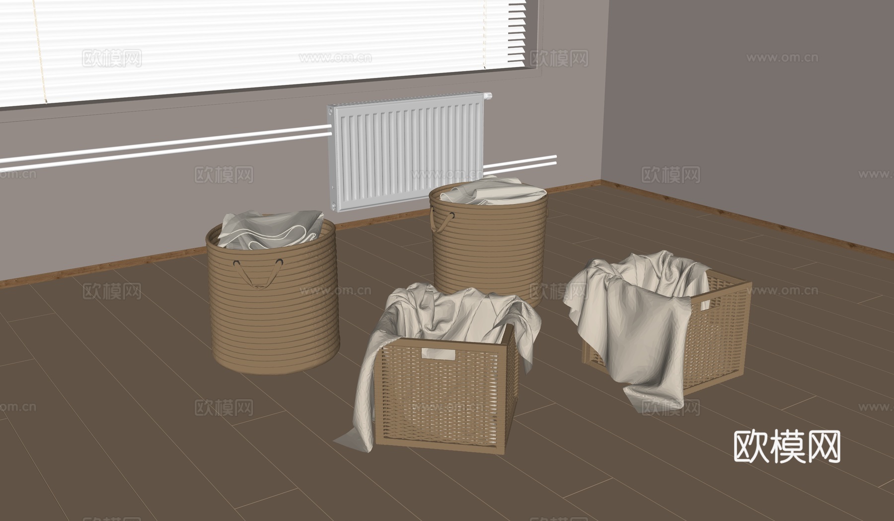 毛巾架 藤蔓篮子 生活用品su模型