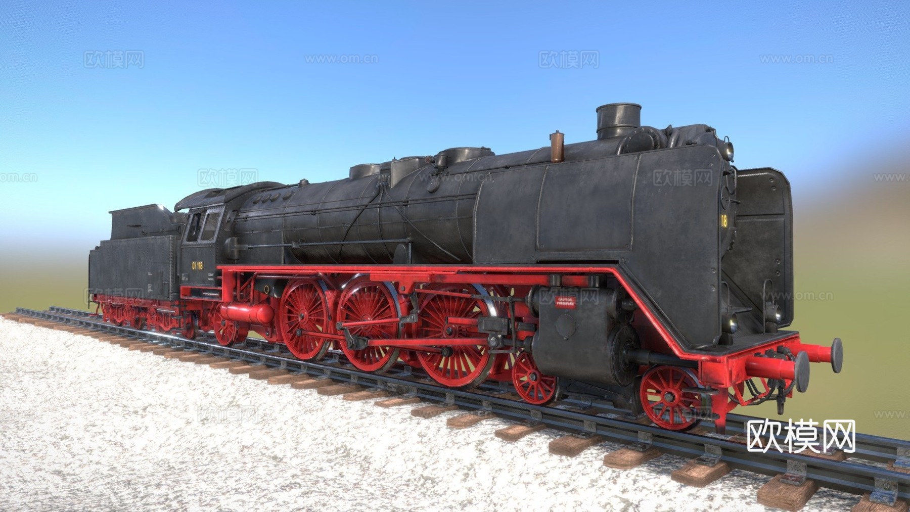 BR 01德国蒸汽机车3d模型下载（渲染图1）