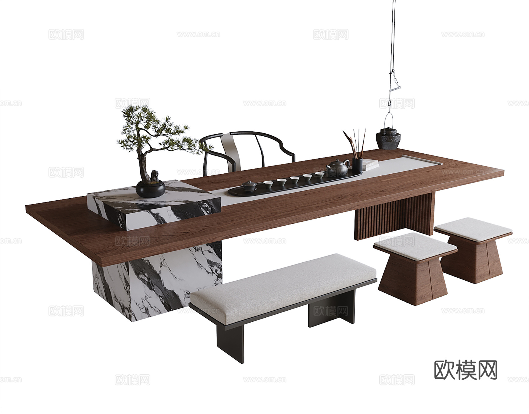 现代茶桌椅su模型