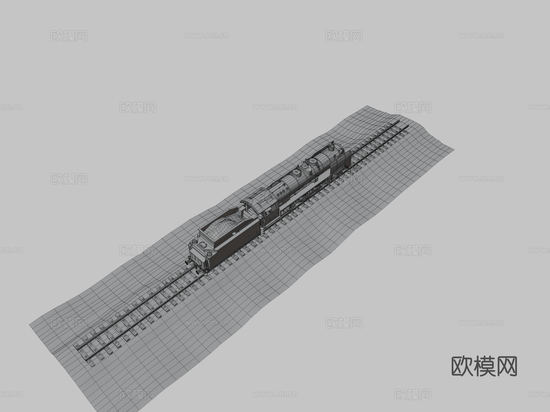 BR 01德国蒸汽机车3d模型下载（渲染图3）