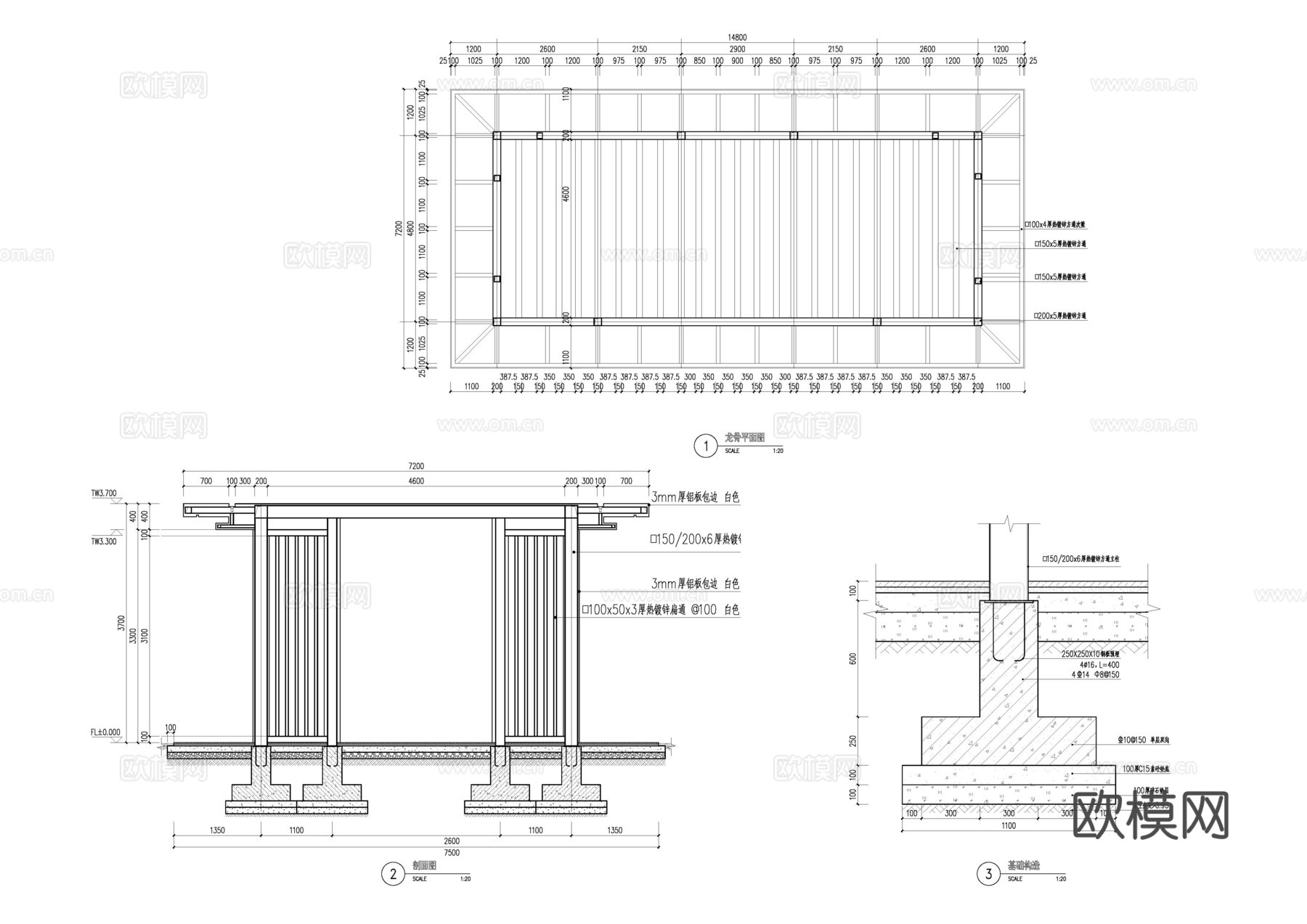 景观亭cad施工图